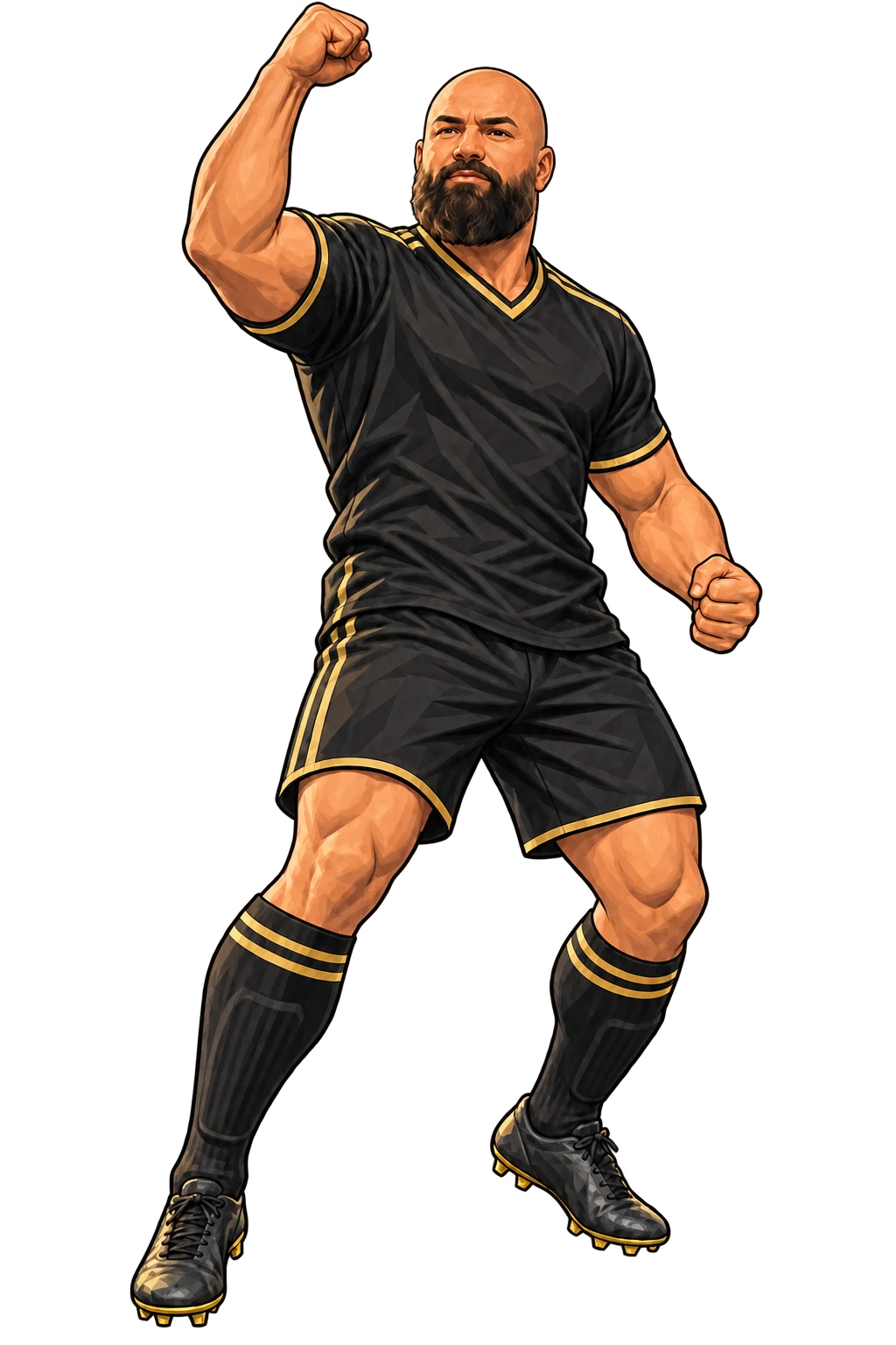 Brother jubelt im schwarzen Fußballtrikot